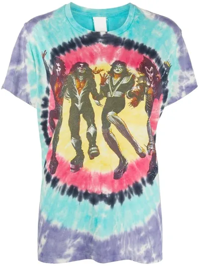 Madeworn Kiss Destroyer Distressed Tie Dye Graphic Tee In Blue