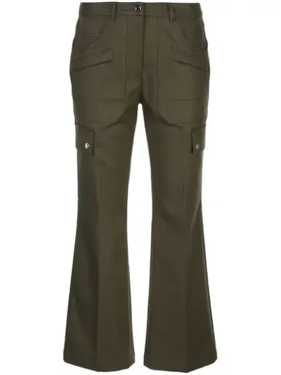 Michael Kors Cotton-twill Flared Cargo Pants In Green