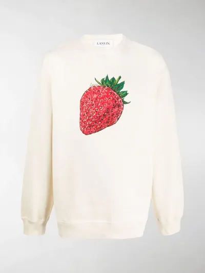 Lanvin Strawberry Print Sweatshirt In Neutrals