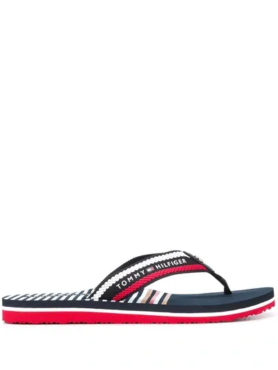 Tommy Hilfiger Logo-plaque Flip Flops In Blue