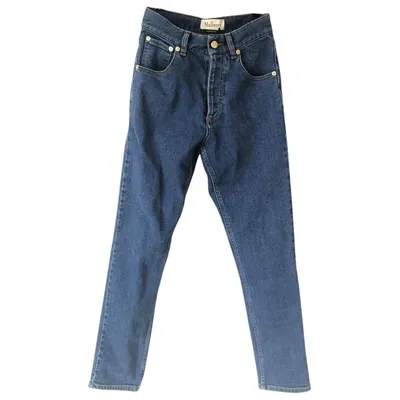 Pre-owned Mulberry Straight Pants In Blue