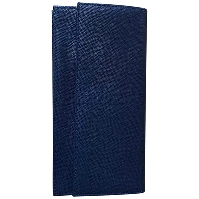 Pre-owned Prada Leather Wallet In Blue