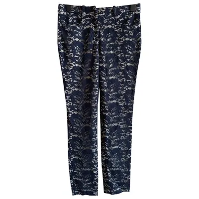 Pre-owned Erdem Straight Pants In Navy