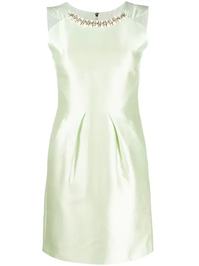 Pre-owned Matthew Williamson Embellished Neckline Dress In Green