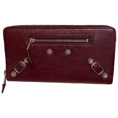 Pre-owned Balenciaga Leather Wallet In Burgundy