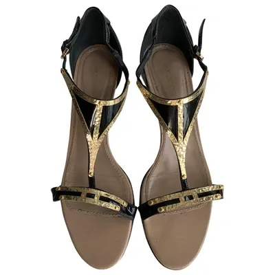 Pre-owned Sergio Rossi Patent Leather Sandal In Black