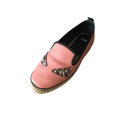 Pre-owned Fendi Leather Espadrilles In Pink