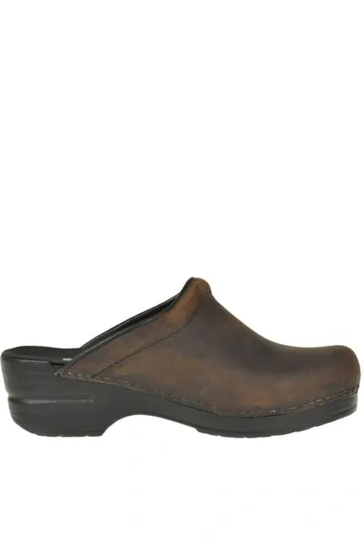 Dansko Sonja Antique Sole Clogs In Brown