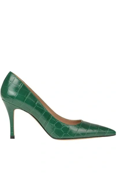 Roberto Festa Crocodile Print Leather Pumps In Green