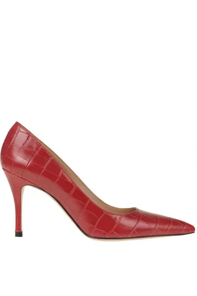 Roberto Festa Crocodile Print Leather Pumps In Red