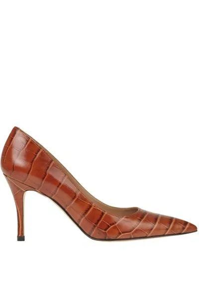 Roberto Festa Crocodile Print Leather Pumps In Brown