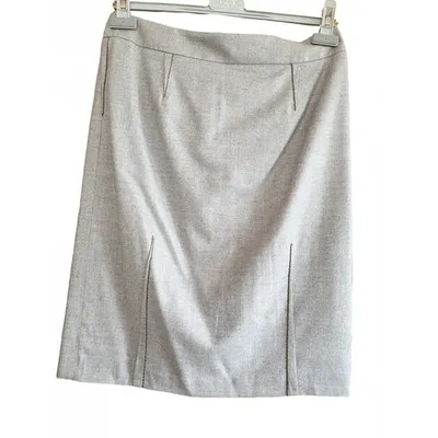 Pre-owned Dior Wool Mid-length Skirt In Grey