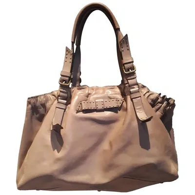 Pre-owned Kenzo Leather Handbag In Beige