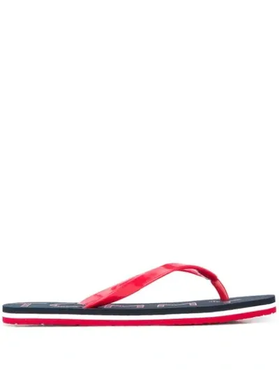 Tommy Hilfiger Logo Print Flip-flops In Blue