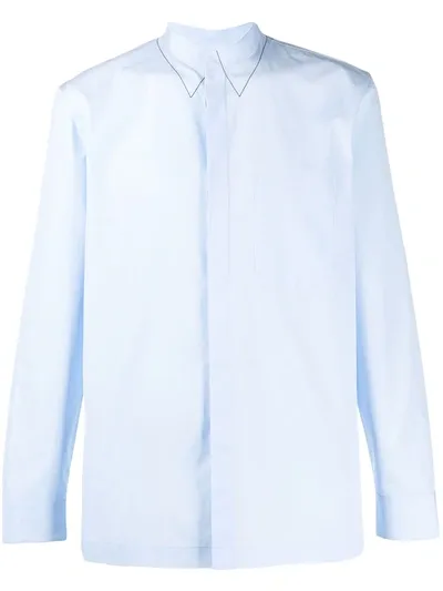 Maison Margiela Stitch-effect Chest Pocket Shirt In Blue