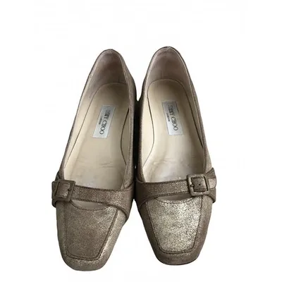 Pre-owned Jimmy Choo Leather Flats In Metallic