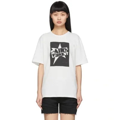 Saint Laurent Logo Print Oversized T-shirt In White