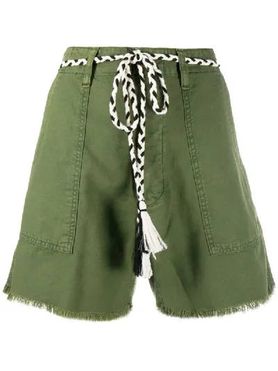 The Great The Vintage Army Belted Cotton Shorts In Green