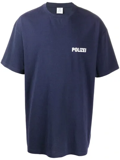 Vetements Polizei Crew Neck T-shirt In Blue