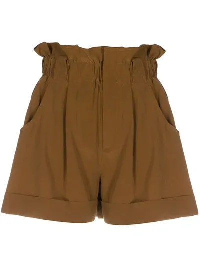 Fendi Paperbag Waist Shorts In Brown