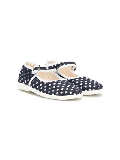 Pèpè Kids' 10mm Polka Dot Ballerinas In Blue