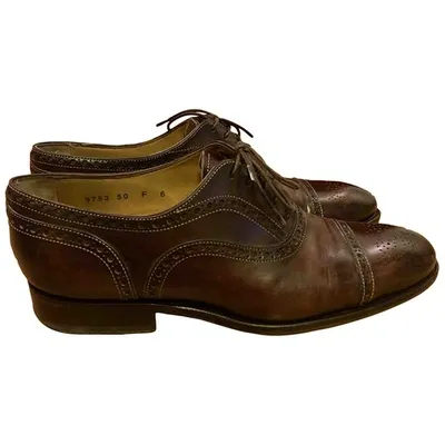 Pre-owned Santoni Leather Lace Ups In Brown