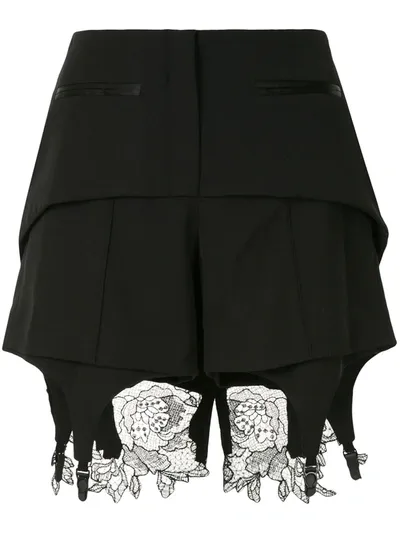 Vera Wang Lace Detail Fitted Shorts In Black