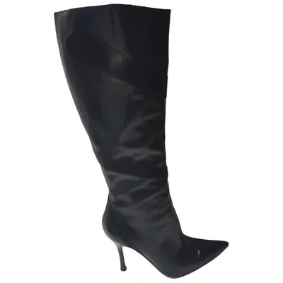 Pre-owned Sergio Rossi Leather Boots In Black