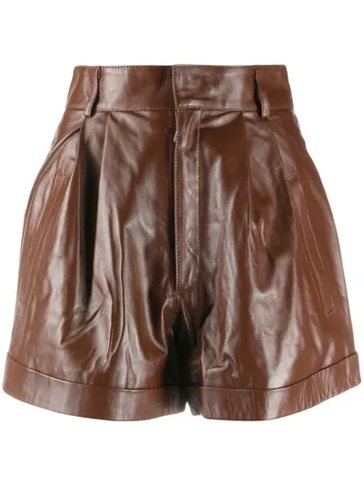 Manokhi High-waisted Pleated Shorts In Brown