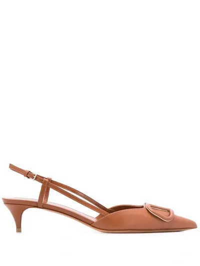 Valentino Garavani Vlogo 40mm Slingback Pumps In Brown