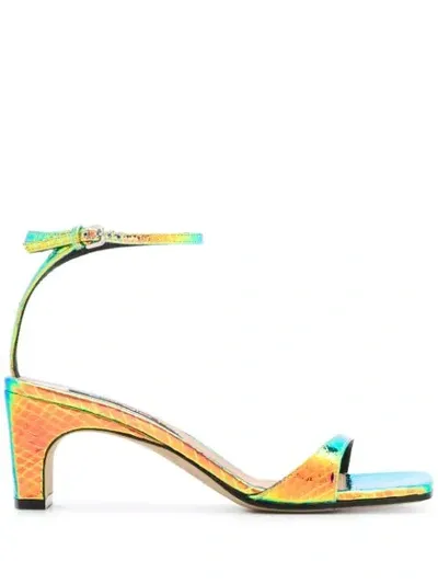 Sergio Rossi Snakeskin Effect Sandals In Metallic