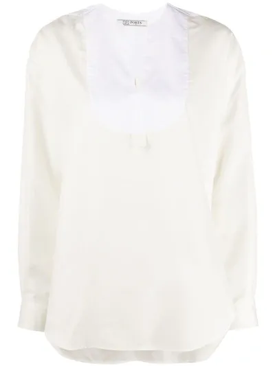 Ports 1961 Loose Silk Blouse In White