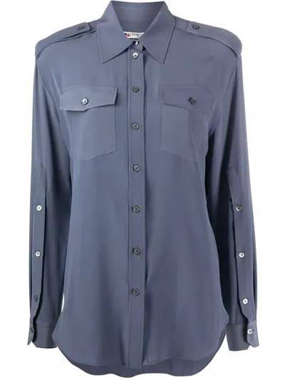 Ports 1961 Loose Silk Shirt In Grey