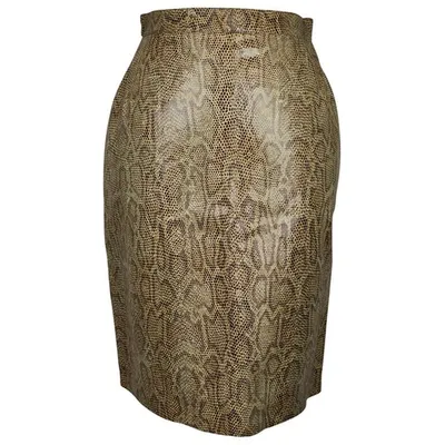 Pre-owned Genny Leather Mid-length Skirt In Beige