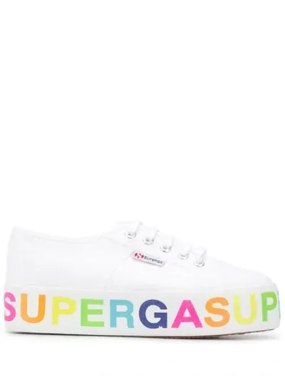 Superga Logo Print Platform Sneakers In White