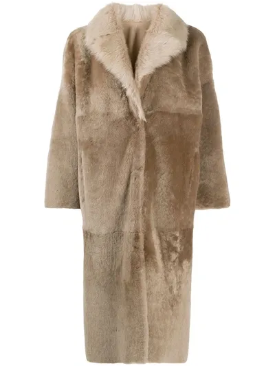 Liska Reversible Single-breasted Shearling Coat In Neutrals