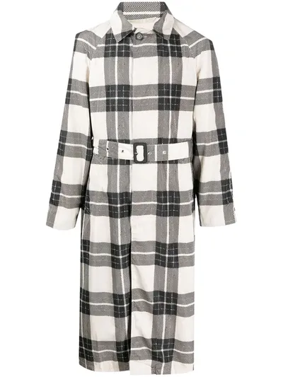 Marni Belted Check-print Coat In Neutrals