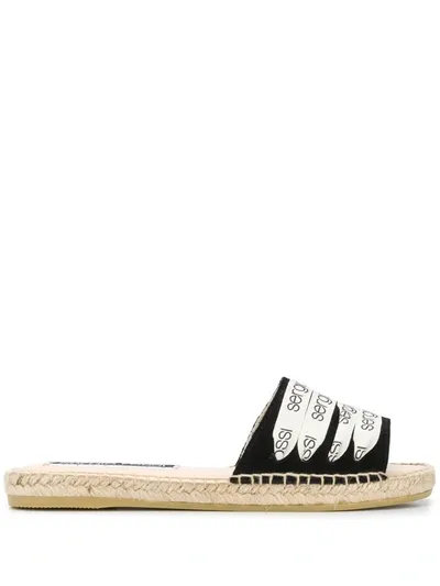 Sergio Rossi Logo Laces Espadrille Sandals In Black