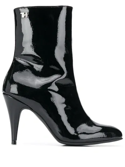 Tommy Hilfiger Pointed Toe Ankle Boots In Black