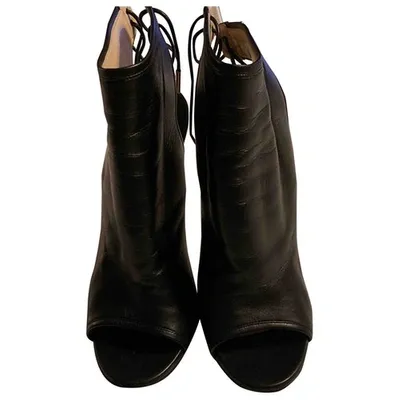 Pre-owned Jimmy Choo Leather Ankle Boots In Black