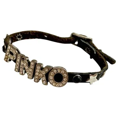 Pre-owned Pinko Leather Bracelet In Black