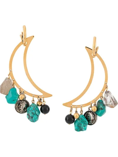 La Doublej Luna Pendant Earrings In Turchese