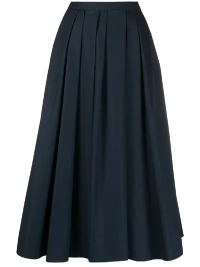 Max Mara Nettare Pleated Skirt In Blue