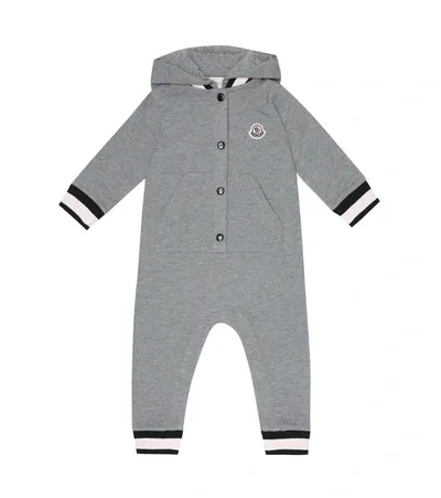 Moncler Baby Stretch-cotton Onesie In Grigio