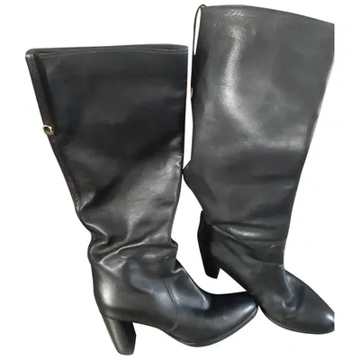 Pre-owned Sergio Rossi Leather Boots In Black