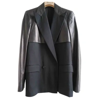 Pre-owned Bottega Veneta Leather Blazer In Black