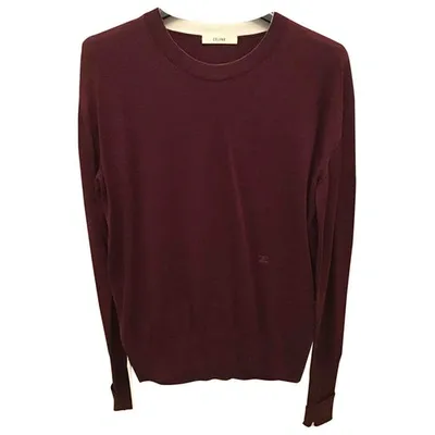 Pre-owned Celine Wool Jumper In Burgundy