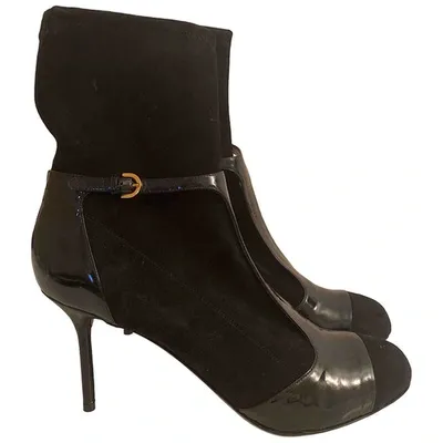 Pre-owned Sergio Rossi Buckled Boots In Black