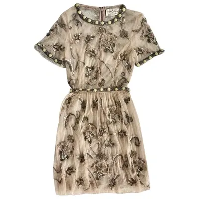 Pre-owned Needle & Thread Linen Mini Dress In Beige