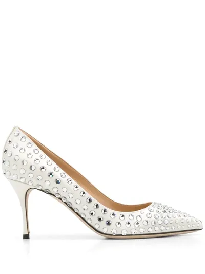 Sergio Rossi Godiva Crystal-embellished Pumps In Neutrals